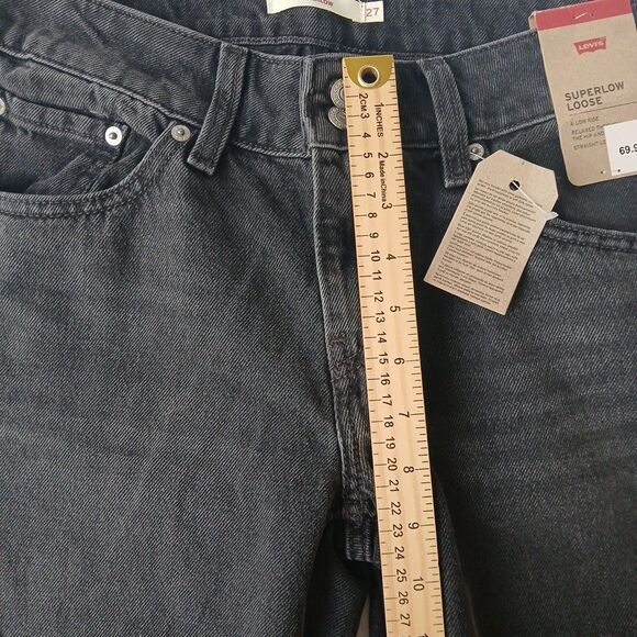 Levi's Women's Superlow Super Loose Fit Straight Leg Jeans Black Denim 27x32 NWT - Picture 8 of 10